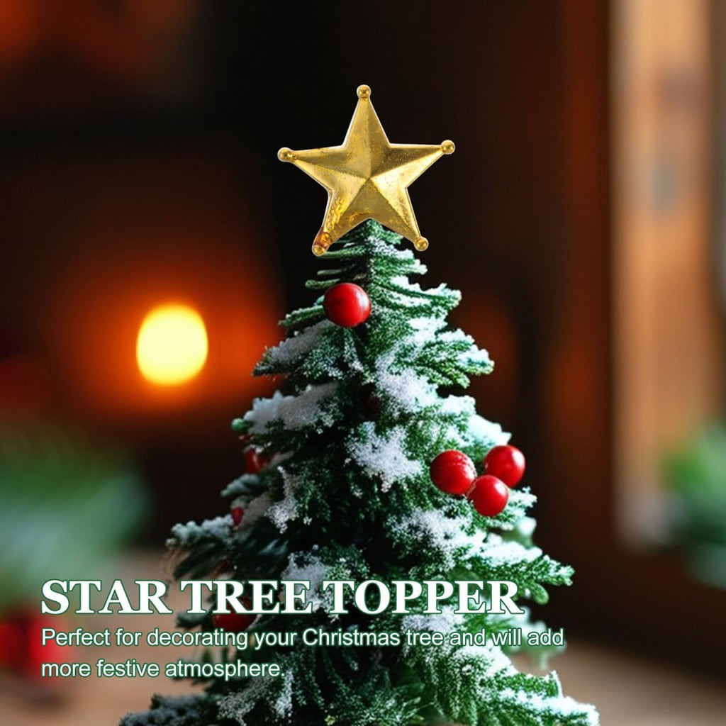 jojofuny 50pcs Mini Christmas Tree Star: Miniature Gold Christmas Tree Top Star Topper Decorations for Holiday Party Centerpiece Treetop Decor