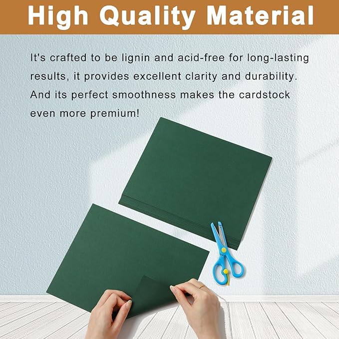 28 Sheets Dark Green Cardstock 8.5 x 11 Craft Paper, 92lb Heavyweight Christmas Green Card Stock for DIY Cards Making, Invitations, Thank You Cards, Birthday, Menus