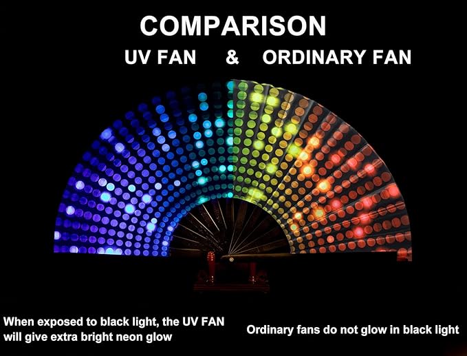 Amajiji Rave Folding Hand Fan Popping Fans for Line Dancing, Large Clacking Fans Clap Fan for Boots On The Ground Dance,Party,Decoration,Festival (Dj Light)