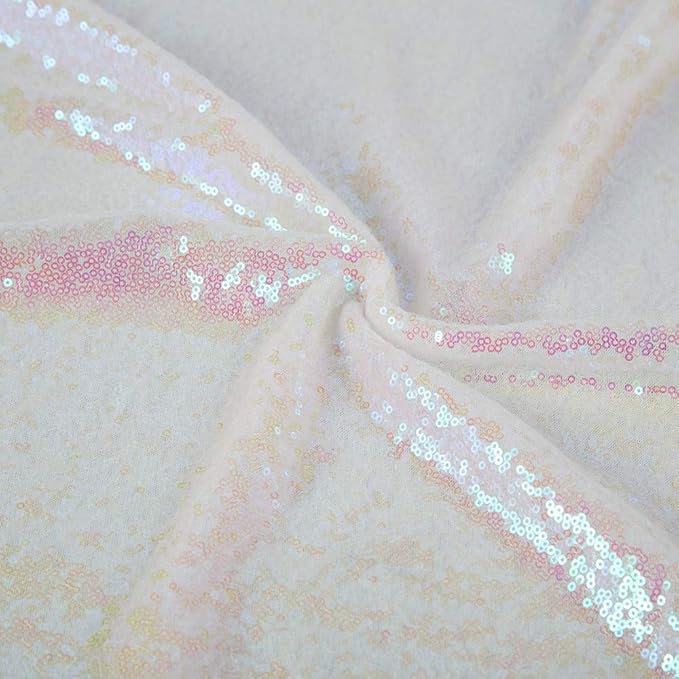 JYFLZQ White Iridescent Sequin Backdrop Curtains 6ft x 8ft 1 Panel Glitter Photo Booth Backdrops Sparkly Photography Background Drapes for Parties Wedding Bridal Showers