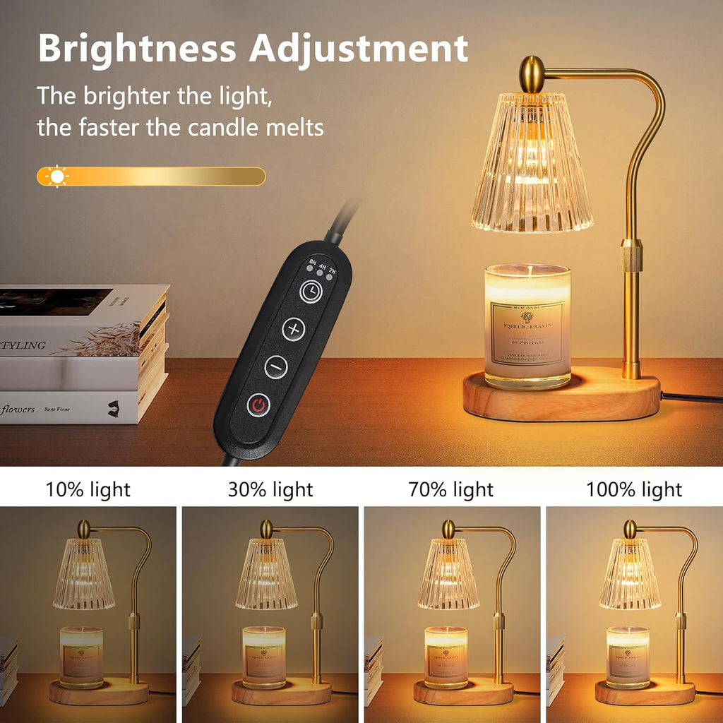 Engpure Candle Warmer Lamp - Candle Warmer Lamp with Timer and Dimmer Adjustable Height,Electric Wax Melt Warmer with 2 Bulbs for Scented Jar Candles Home Decor Mother's Day Gifts, Amber