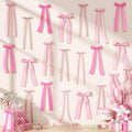 Pink Bow Birthday Decorations, 40Pcs Dusty Pink Bow Wall Decor DIY Ribbon Satin Bows Garland Photo Backdrop for Women Girl Coquette Bachelorette Baby Bridal Shower Room Bedroom Wedding Party Decor