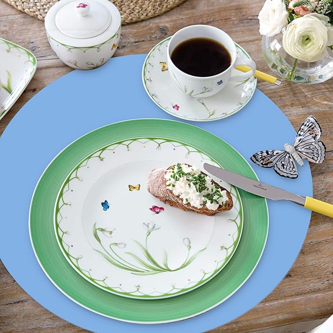 50 Pieces Baby Blue Paper Place Mats Round Disposable Table Mats Blue Paper Doilies Decorative Placemats for Wedding Banquet Party Home Dining Tableware Decor