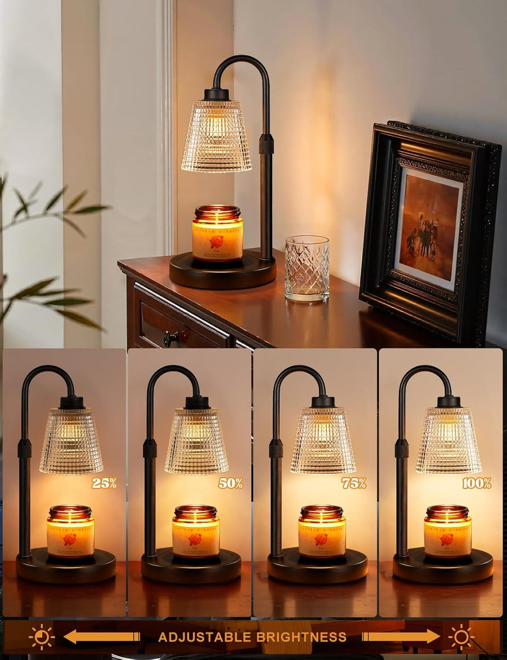 Innqoo Candle Warmer Lamp with Timer, Dimmable Candle Warmer for Jar Candles, Height Adjustable Wax Melts Warmer, Birthday Gifts for Women Mom, House Warming Gifts New Home Decor