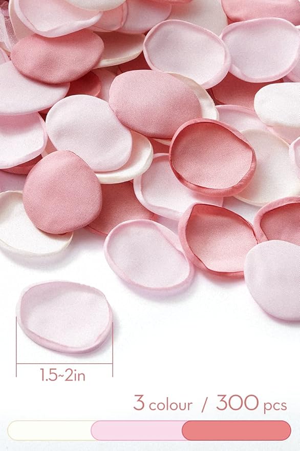Serwalin 300Pcs Silk Rose Petals Flower Petals for Weddings Blush Pink Petals Fake Petals for Proposal Aisle Flower Girl Basket Bridal Shower Table Decor (3 Color Mixes)