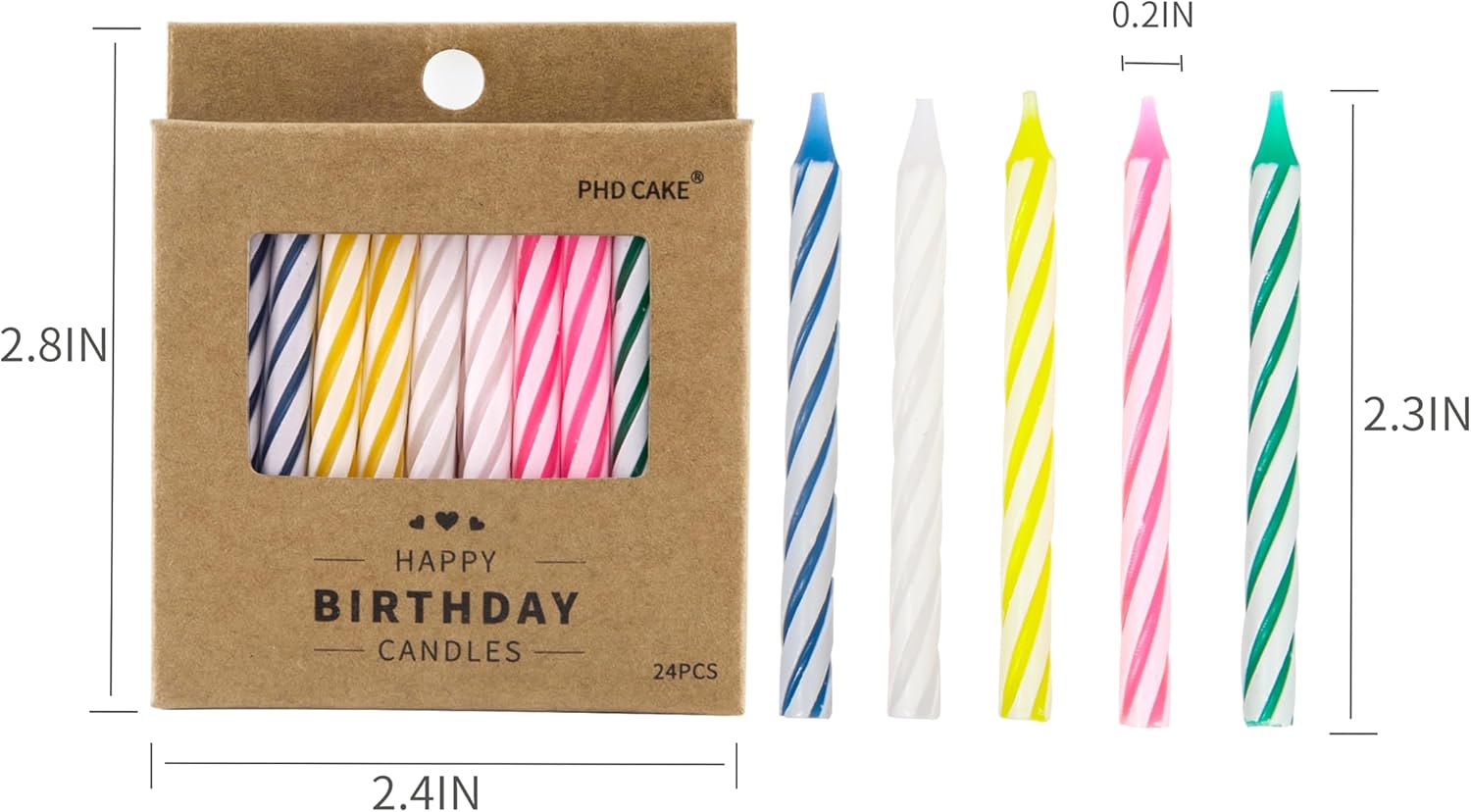 PHD CAKE 144-Count Multicolored Spiral Birthday Candle, Birthday Candles for Cake, Cupcake Candles, Party Celebration