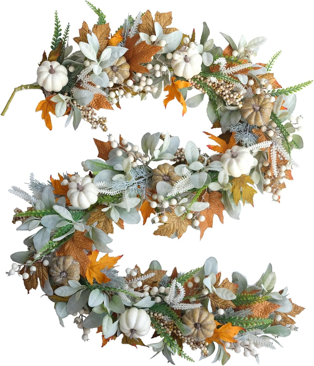 fall wreath pumpkin garland thanksgiving autumn neutral garlands, main product view