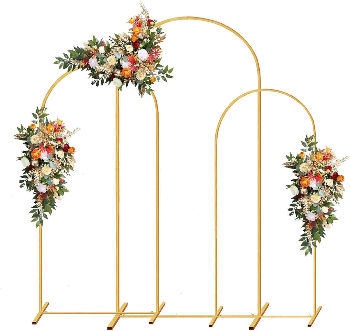 metal wedding arch backdrop stand,3-piece gold arch backdrop, main product view