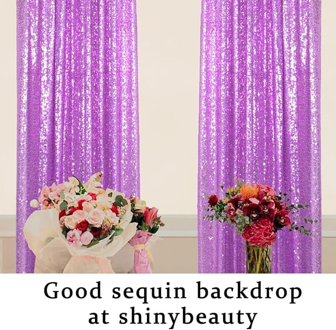 ShinyBeauty 16x10ft Sequin Backdrop Curtain - Lavender Sparkling Drapes for Weddings, Parties, Photo Booths Reusable Fabric