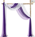 TINGE TIME 3 Panels Wedding Arch Draping Fabric, 30" x 20ft Gradient Purple Chiffon Fabric Wedding Arch Drapery Sheer Backdrop Curtain for Weddings Ceremony Party Decoration Bridal Show Reception