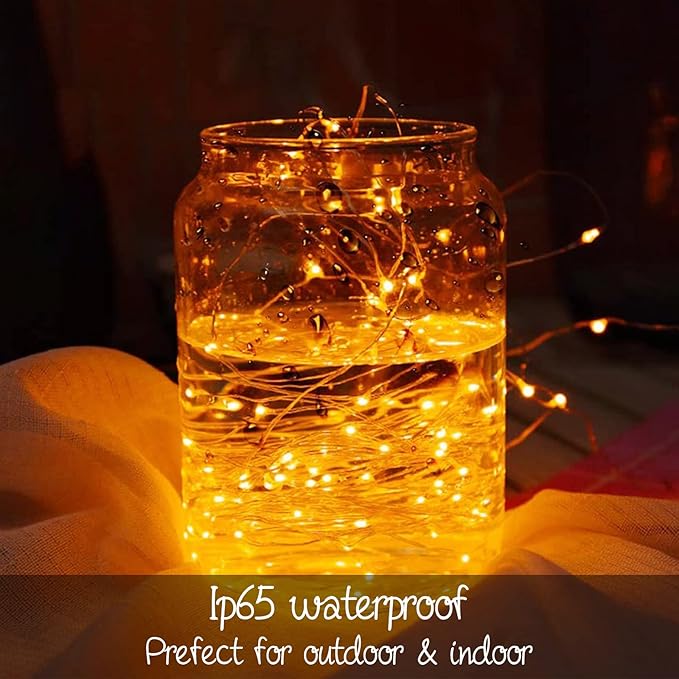 24 Pack LED Fairy Lights Battery Operated 7Ft 20Led Warm White Mini String Lights Waterproof Christmas Lights for Mason Jars Bedroom DIY Party Wedding Christmas Decor