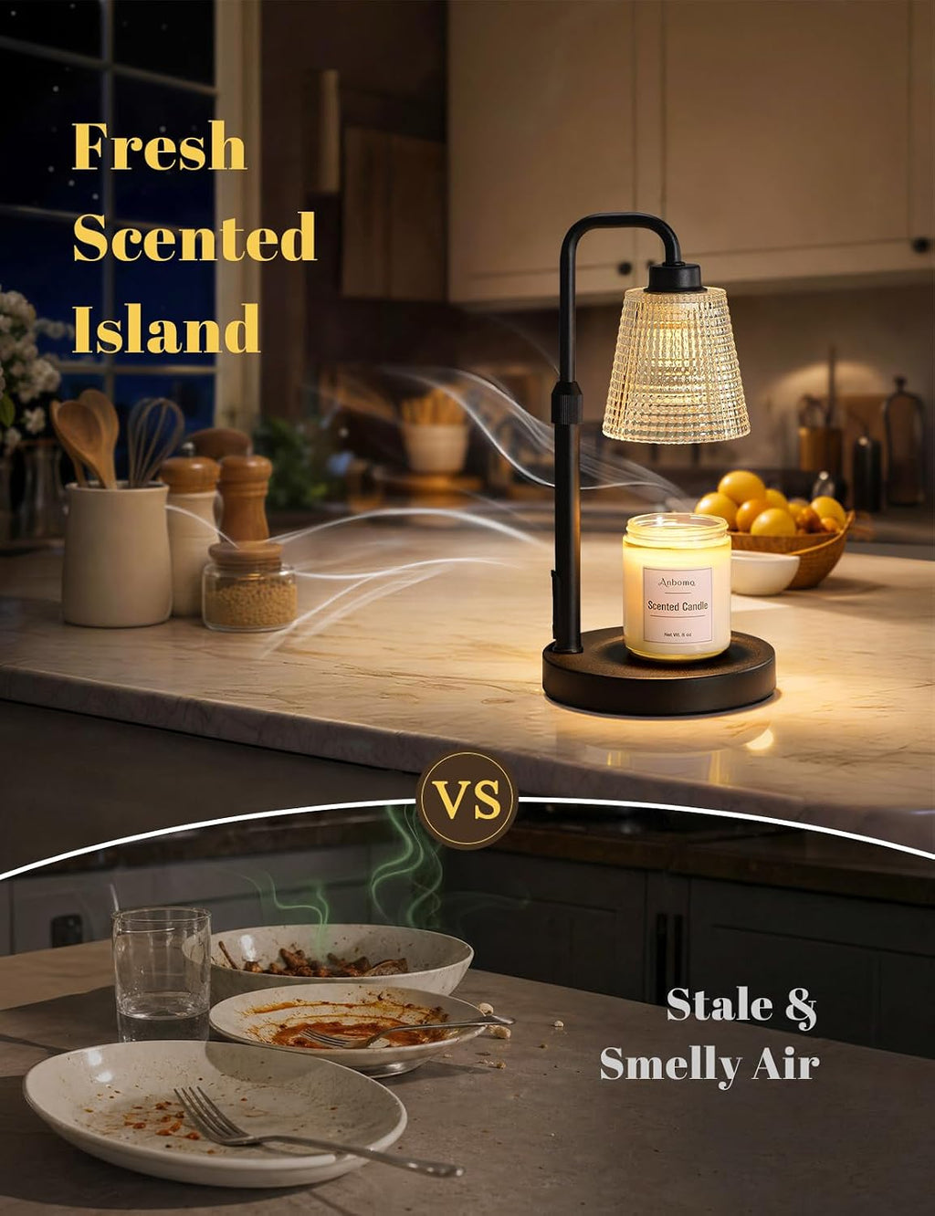 Candle Warmer Lamp with Timer Dimmable, Wax Warmer for Scented Jar Candles, Adjustable Height Candle Lamp for Home Decor, Birthday Gifts for Women Mom House Warming Gifts, Black