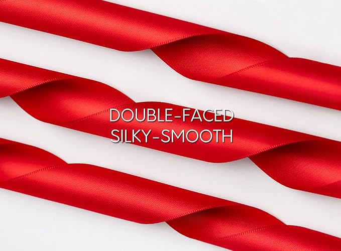 Red Satin Ribbon 1-1/2 Inch x 50 Yards Double-Faced Ribbons for Christmas Gift Wrapping Flower Bouquet Wedding Paper Bows Invitations Crafts