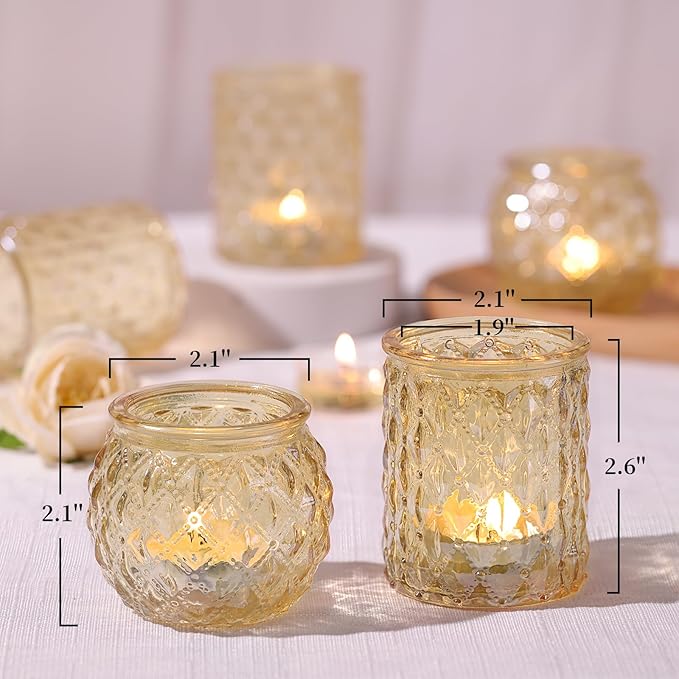 12pcs Assorted Gold Votive Candle Holders, Tea Light Candle Holder for Table Centerpiece, Gold Candle Holders for Wedding Centerpieces, Brithday and Holiday Decorations