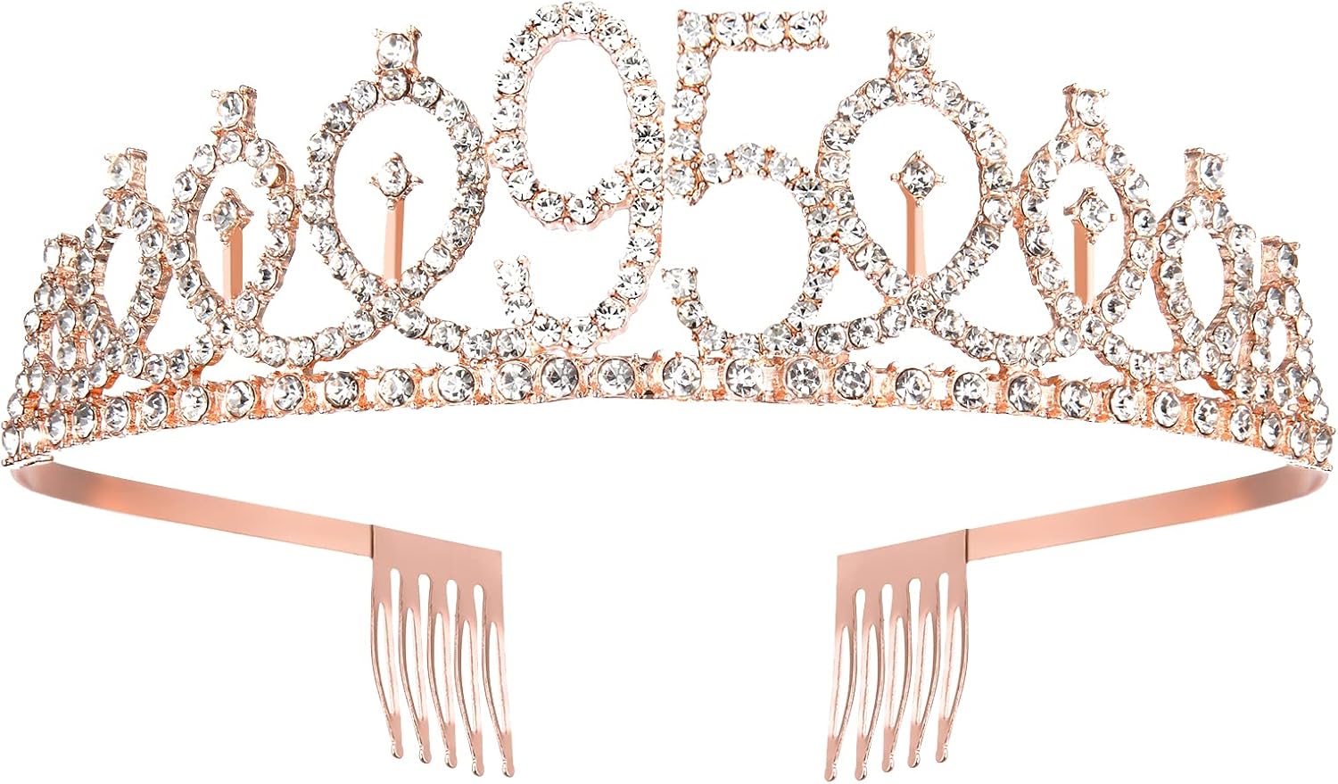 BRT Bearingshui Rose Gold Birthday Sash and Tiara for Woman, 95th Birthday Sash and Crown for Woman, 95 & Fabulous, Birthday Gifts for Happy 95th Birthday Party Favor Supplies