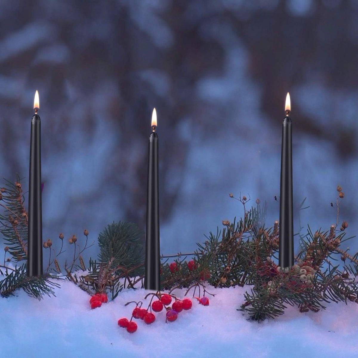 50 Pack Black Taper Candles