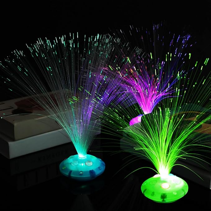 Retisee 12 Pcs Halloween Fiber Optic Lamp Multicolored Centerpiece Optic Lights Battery Powered with Cone Base Illuminated Crystals for Room Wedding Holiday Independence Day Tables Disco Party