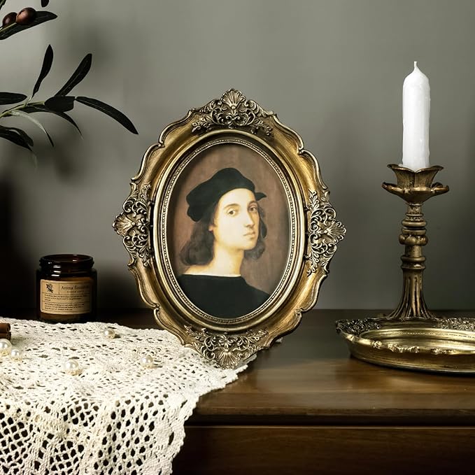 Cuspin 5x7 Gold Frames Vintage Picture Frame, Bronze Gold 5 by 7 Picture Frame Hand-Crafted Resin with Glass Front Ornate Retro Antique Photo Frame for Wall and Tabletop Display Home Decor