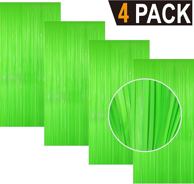 GOER 3.2 ft x 8.2 ft Party Backdrop Party Streamers for Birthday,Graduation,New Year Eve Decorations Wedding Decor(4 Packs,Candy Lime Green)