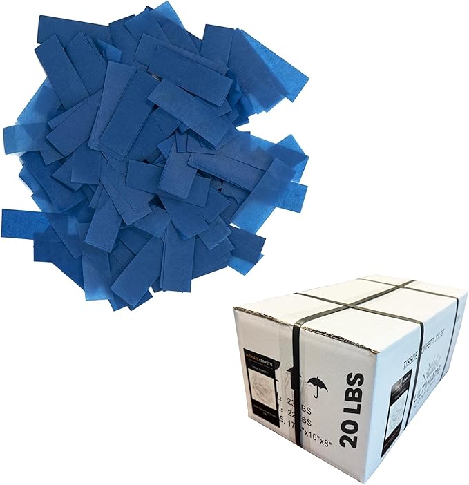 Ultimate Confetti, Dark Blue Biodegradable Confetti - Rectangular Flame-Resistant Tissue Paper Confetti for Cannon and Launcher use – Best for Gender Reveal, Parties, and Concerts - 20 lb, 320 oz