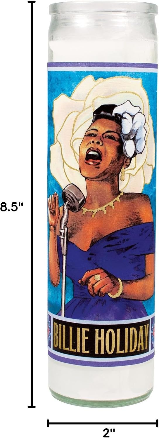 Billie Holiday Secular Saint Candle - 8.5 Inch Tall Glass Prayer Votive - Made in The USA