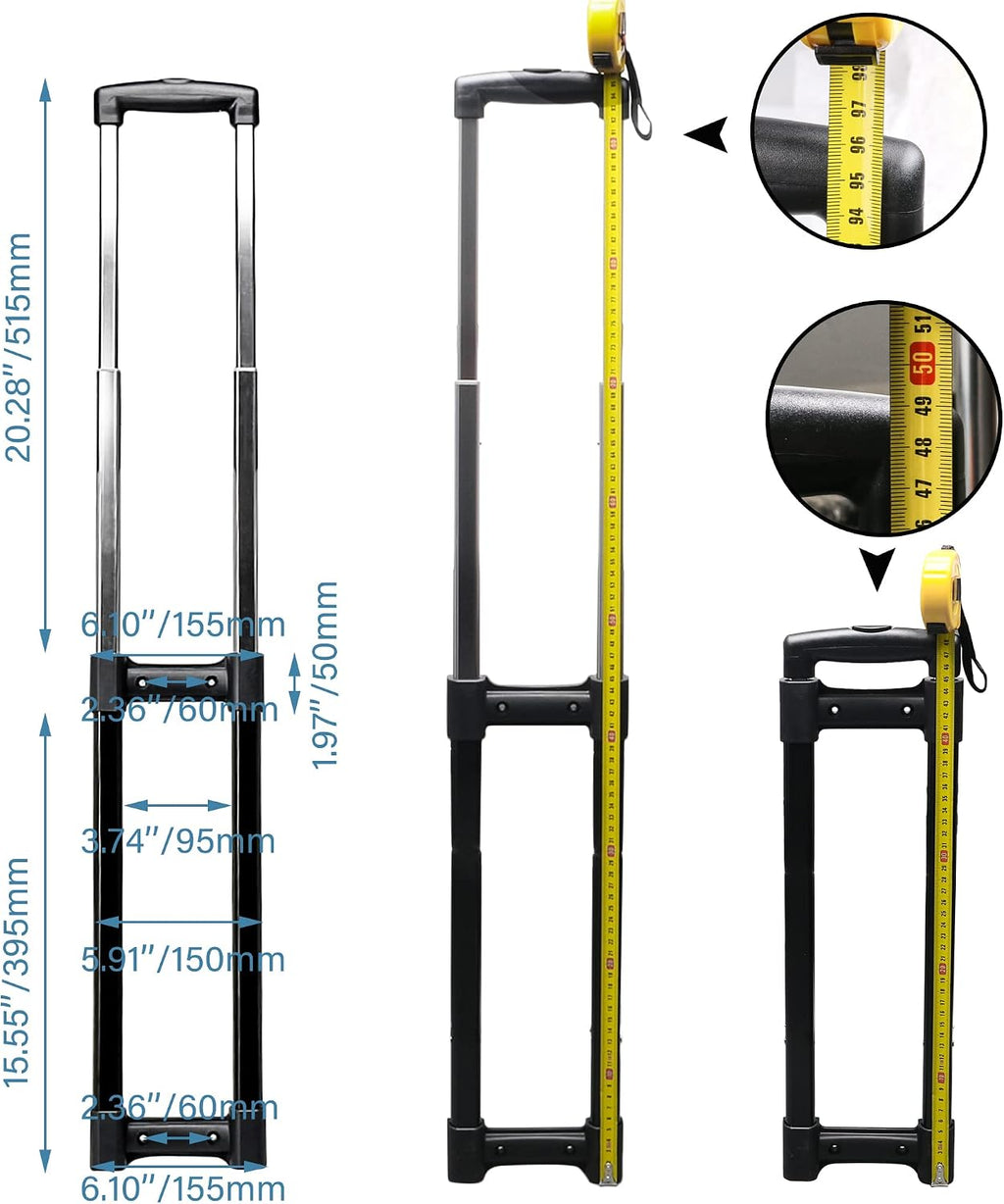 R003 DIY Plastic 20 inch Traveling Luggage Telescopic Handle Replacement Repair Parts Suitcase Aluminium Alloy Pull Out Rod Heavy Loads 19.29x6.1inches