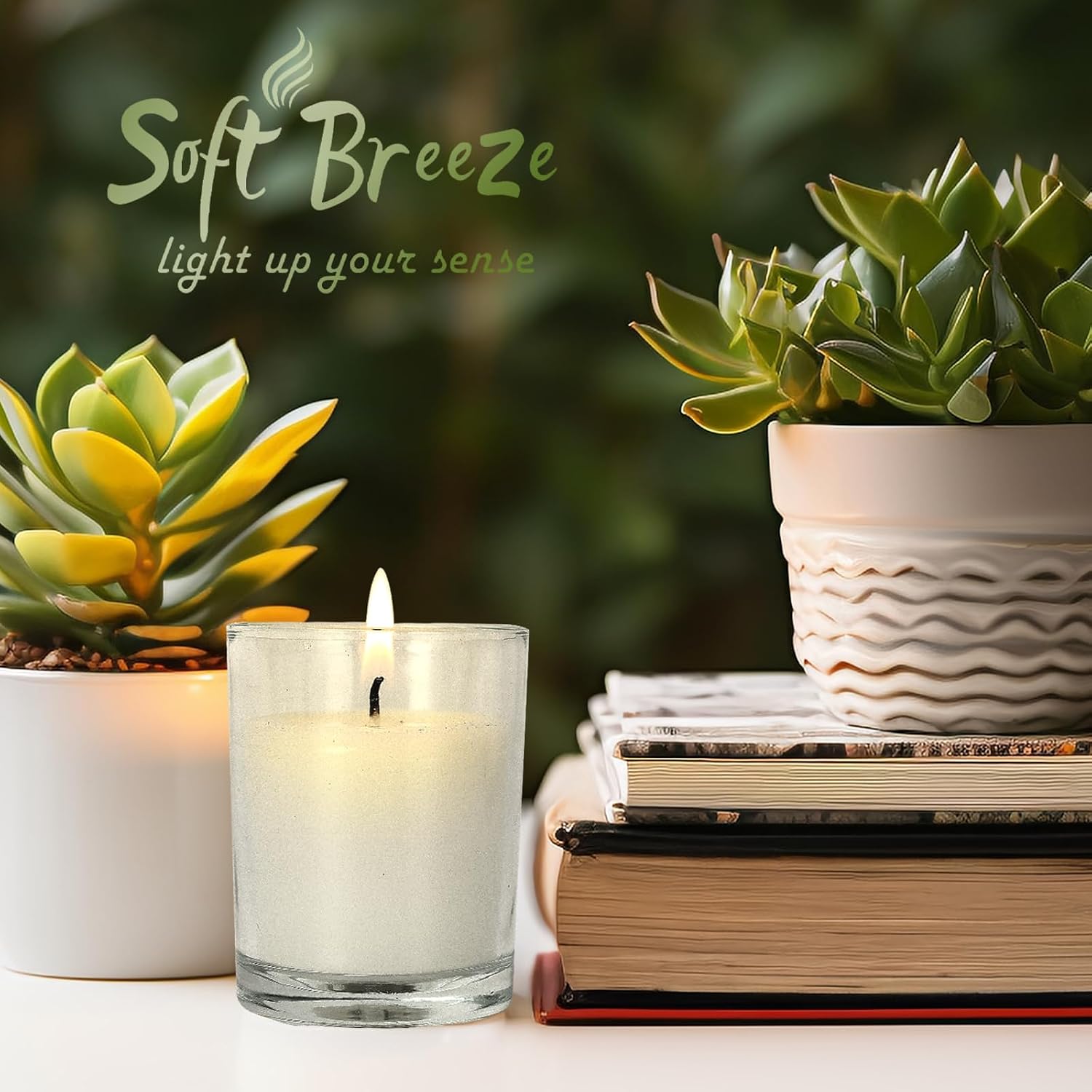 Soft Breeze 24 Pack Ivory Unscented Votive Glass Candles for Wishing, Hydrotherapy, Wedding, Birthday, Holiday, Party