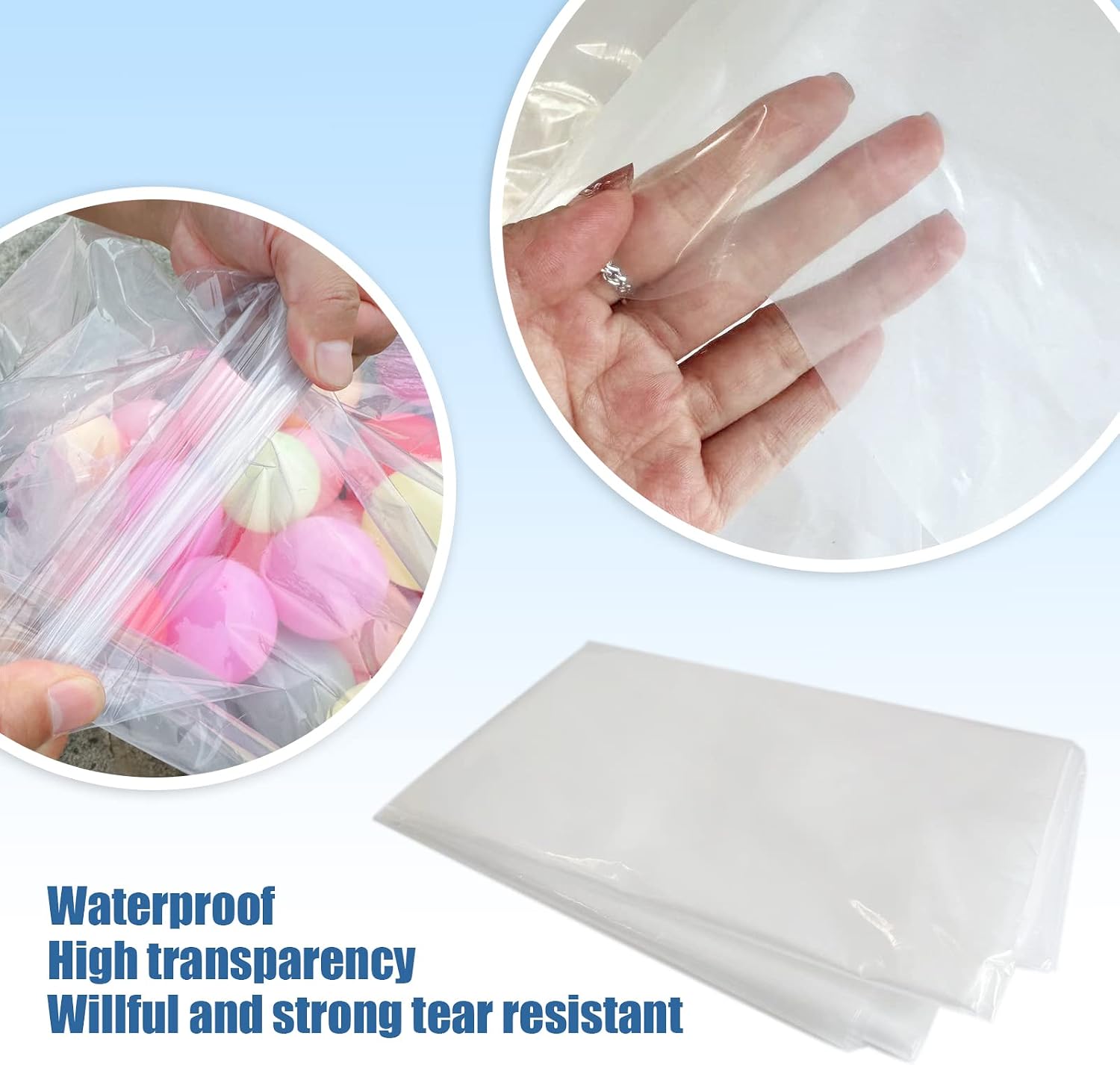 Kreapa 4 Pcs Large balloon bags, balloon transport bags transparent giant storage bag 59x98 inches(2pcs) + 47x59 inches(2pcs)