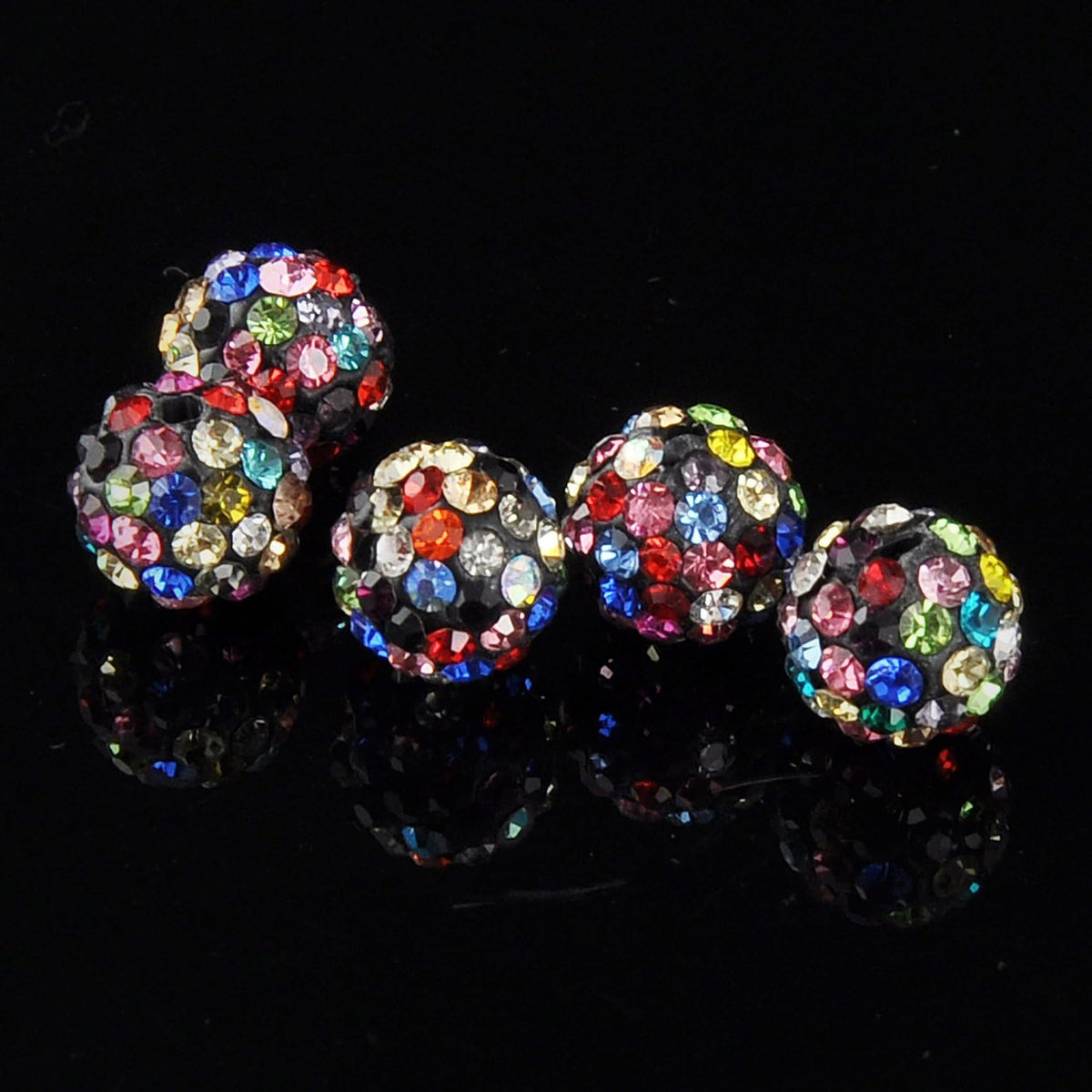 RUBYCA Stripes Czech Crystal Round Disco Ball Clay Beads fit Shamballa Jewelr...