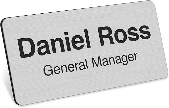 Name Tag, Magnetic Brushed Aluminum Name Tags, Personalized Name Tags, 1.5x3 Inches, Durable Engravable Impact Material, Made in The USA by My Sign Center