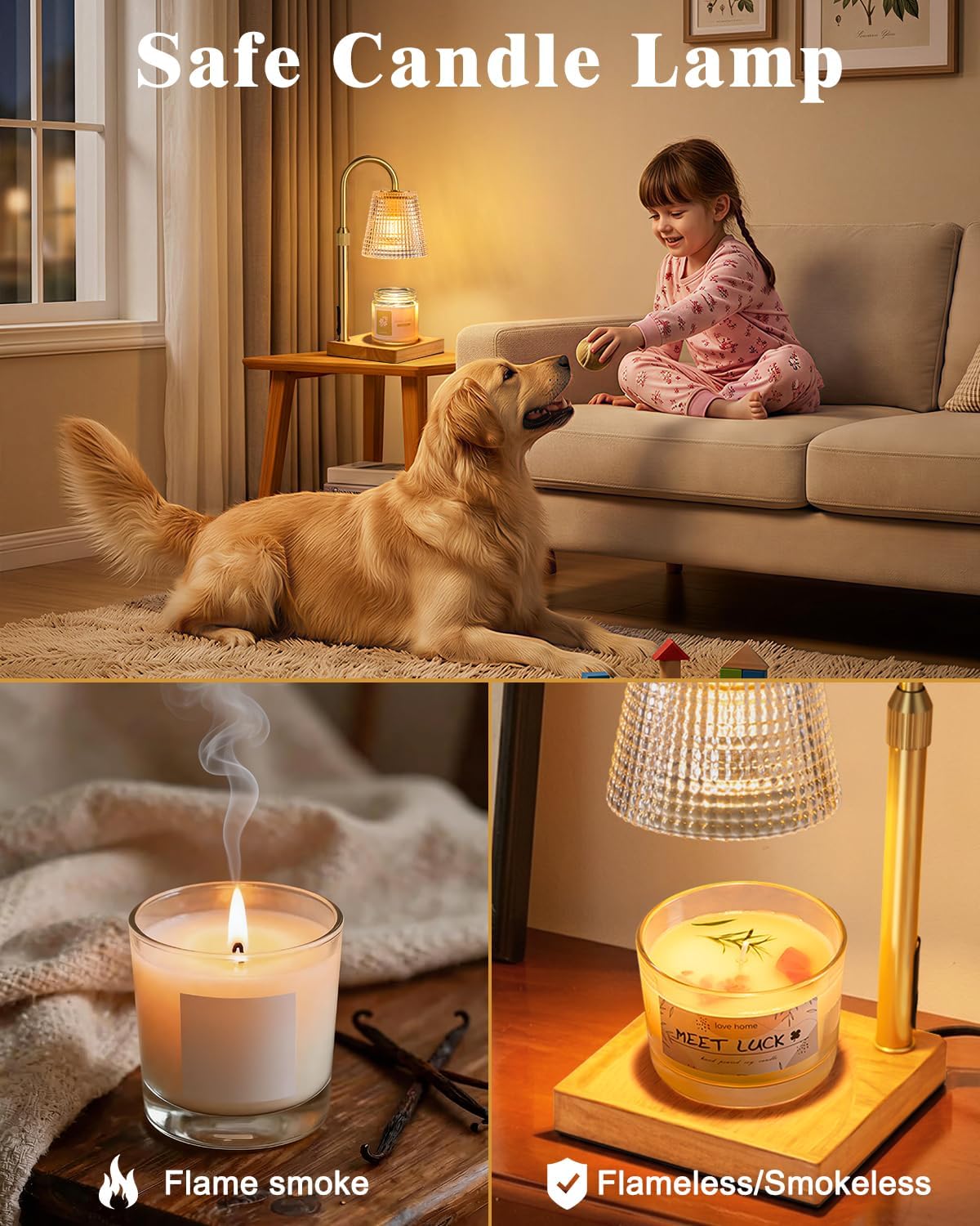 Hong-in Candle Warmer Lamp with Timer-Dimmable Adjustable Height Candle Lamp Warmer, Birthday Gifts for Women Mom Her, Housewarming Office Home Decor,Wax Warmer for Scented Wax Jar Candles