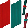 RoundFunny 12 Pcs Christmas Wrapping Paper Roll Holder Clips Red Dark Green Holiday Flip Wraps Clamps Plush Covered Metal 1 x 9 Inch Slap Band Poster Holder for Christmas Thanksgiving Gift Wrapping