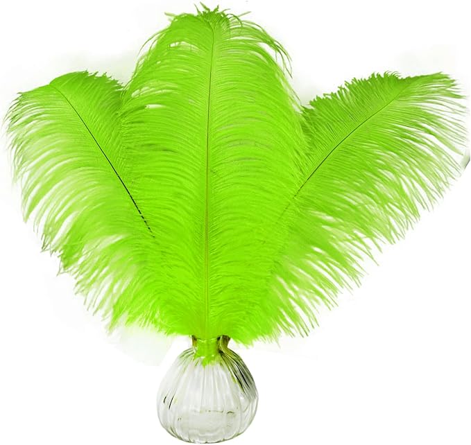 Happy Feather 16-18 inch Green Ostrich Feathers Craft for Wedding Party Centerpieces Home Decoration DIY Craft Pack of 10