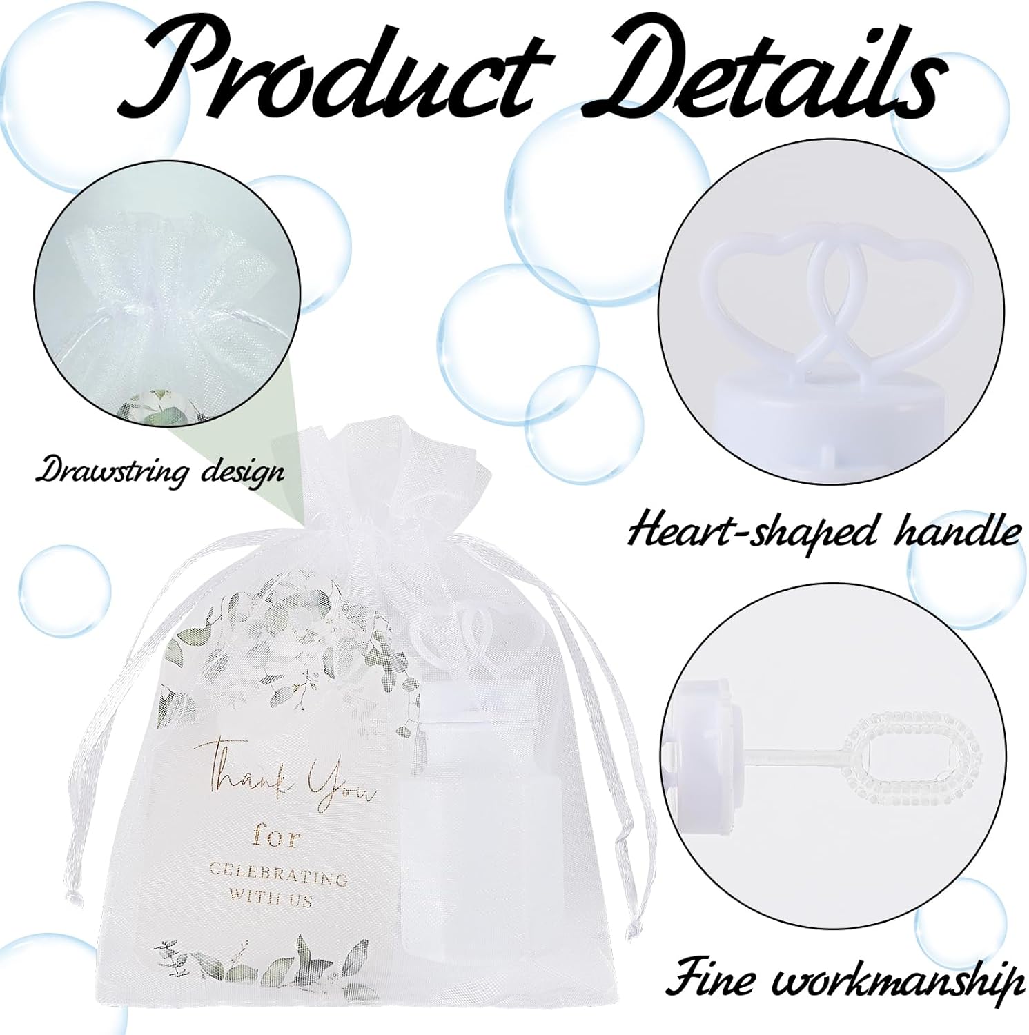WAYASDCU 100 Sets Wedding Party Favors White Mini Bubble Bottles Greeting Card Goodie Bag Wedding Bubbles for Guests, Anniversary, Engagement, Celebration