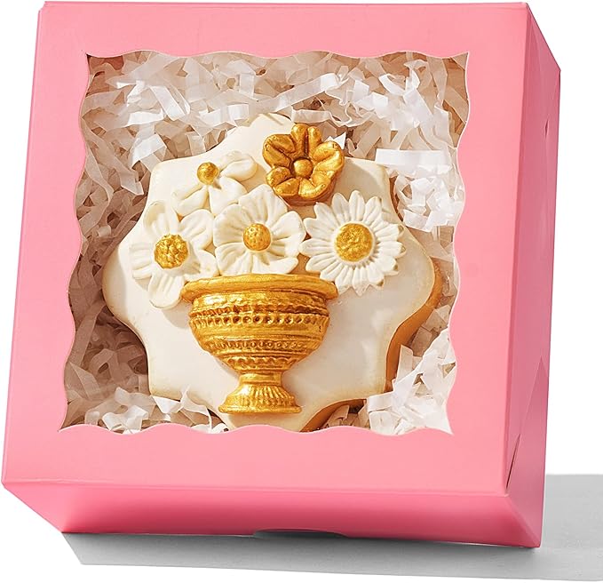 50-Count 4x4x2 Food-Safe Pink Bakery Boxes - Multi-Use Pastry & Treat Packaging for Cookies, Truffles & Wedding Favors (Stackable Gift Boxes for Cakes, Pies & Cinnamon Rolls)