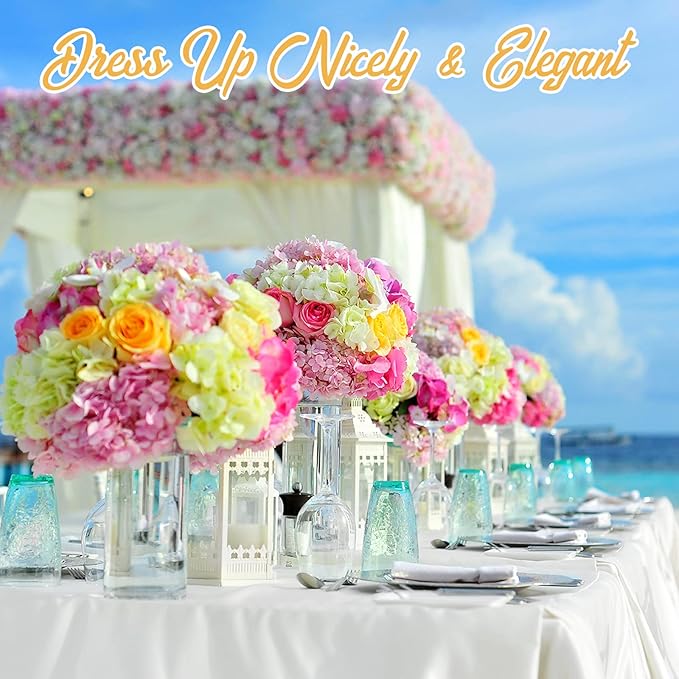 BRILLMAX 8 Pack White Tablecloths 70 x 120 Inch for 6ft or 8ft Rectangle Tables - Rectangular Bulk Linen Polyester Fabric Washable Cloth Cover for Wedding Reception Banquet Birthday Party