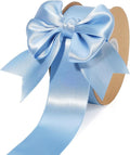 LaRibbons Light Blue Satin Ribbon 1 1/2 Inch 50 Yards Thin Luxury Double Faced Sky Blue Silk Ribbon for Flower Bouquet Crafts Gift Wrapping Wedding Babyshower Decoration