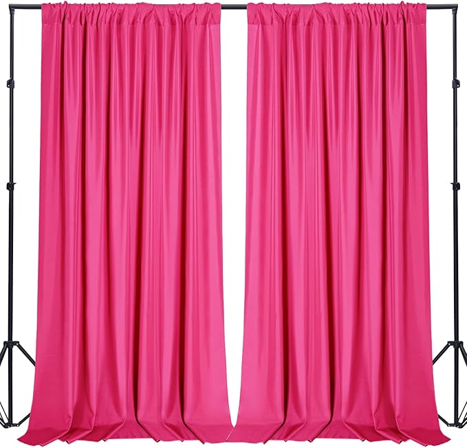 Sugargirl 10x10FT Fuschia Backdrop Curtains Polyester Photo Backdrop Drapes Curtains 2 Panels with Rod Pockets for Party Birthday Wedding Photography Home Decoration
