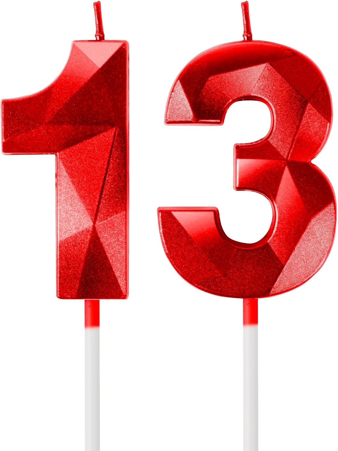 Red Birthday Candles for Cake, Number 13 Candle for 13th Birthday Decorations, 3D Design Cake Topper Decorations for Boy Girl Women Men Birthday Theme Party Anniversary Celebration Supplies