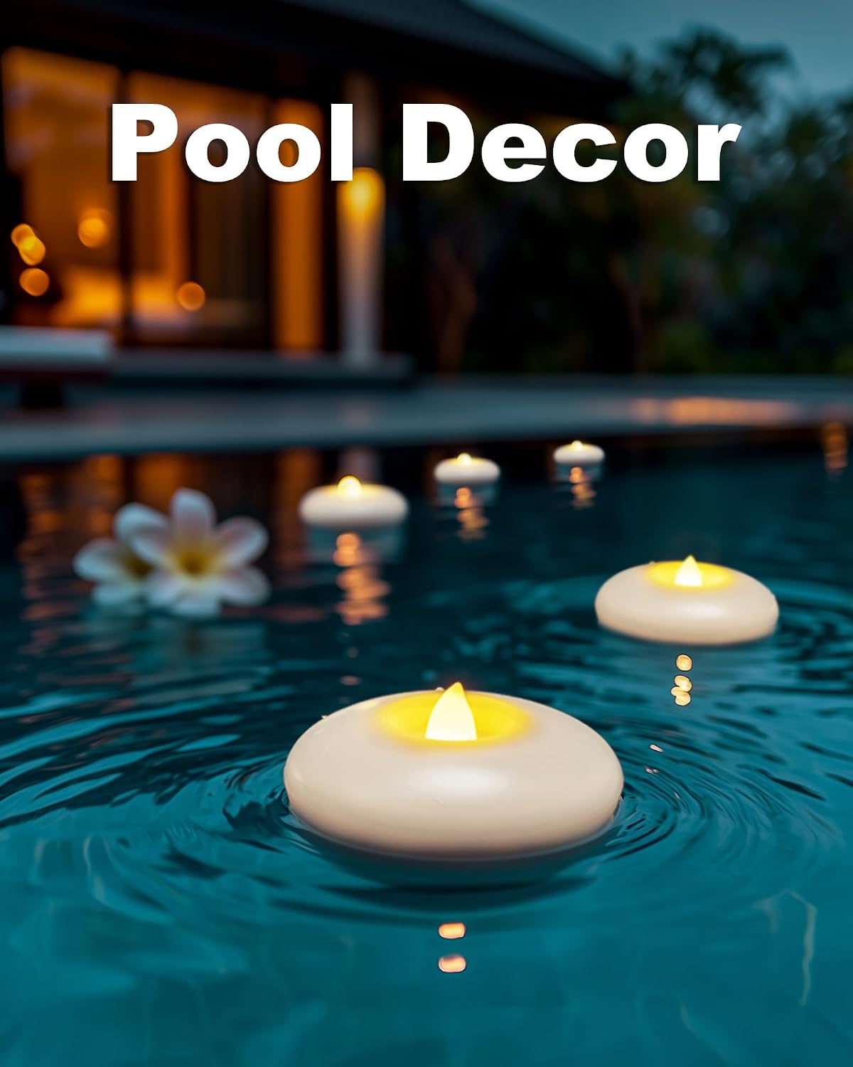 5plots 24Pack 200 Hour Flameless Floating Candles, 3 Inches White Waterproof Led Tealights for Wedding Vases Centerpieces Party Proposal Pool Decor Decoration