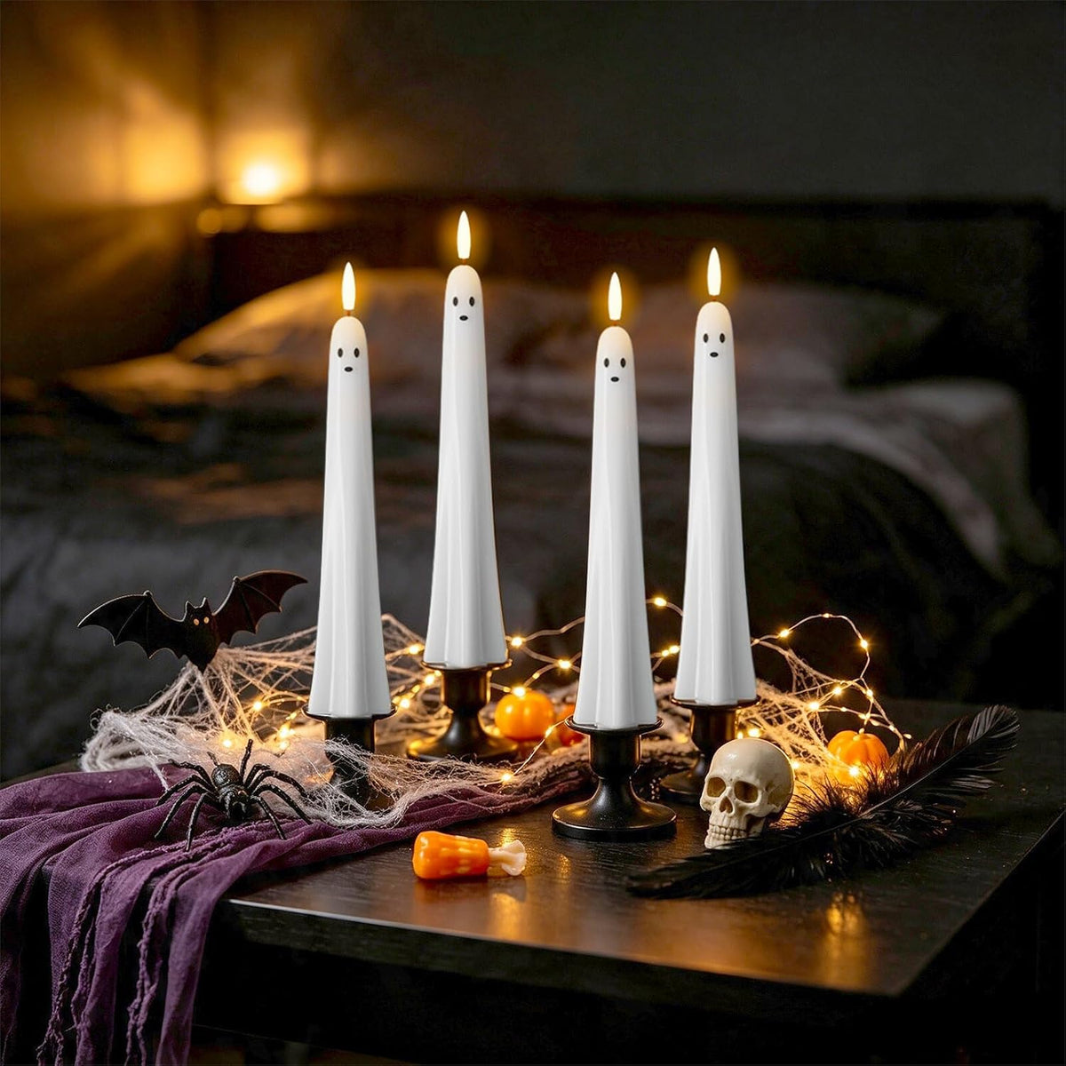 Ghost Flameless LED Taper Candles Battery Operated Remote Timer