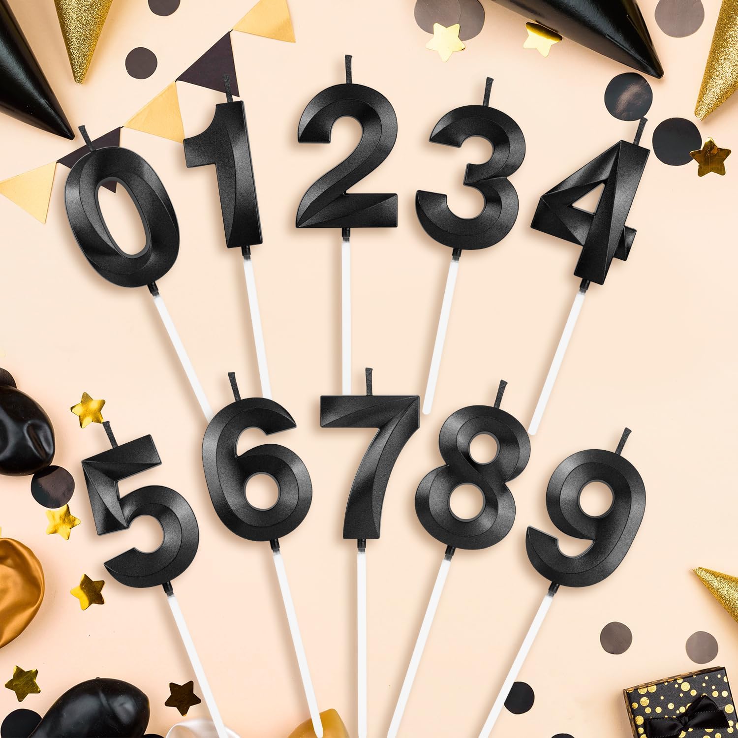 Number 17 Birthday Candles, 1.96 Inch Happy Birthday Cake Candles Cupcakes Topper Decoration for Birthday Party Wedding Anniversary Celebration Supplies (Black)