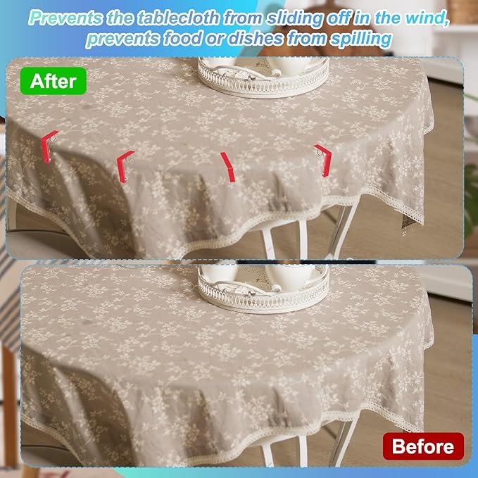 uxcell 4 Pack Tablecloth Clips, Stainless Steel Table Cloth Cover Clamps, 2.87" x 2.36" Windproof Holder Clips for Home Party Picnic Wedding Camping Dining Tables, Metallic Black
