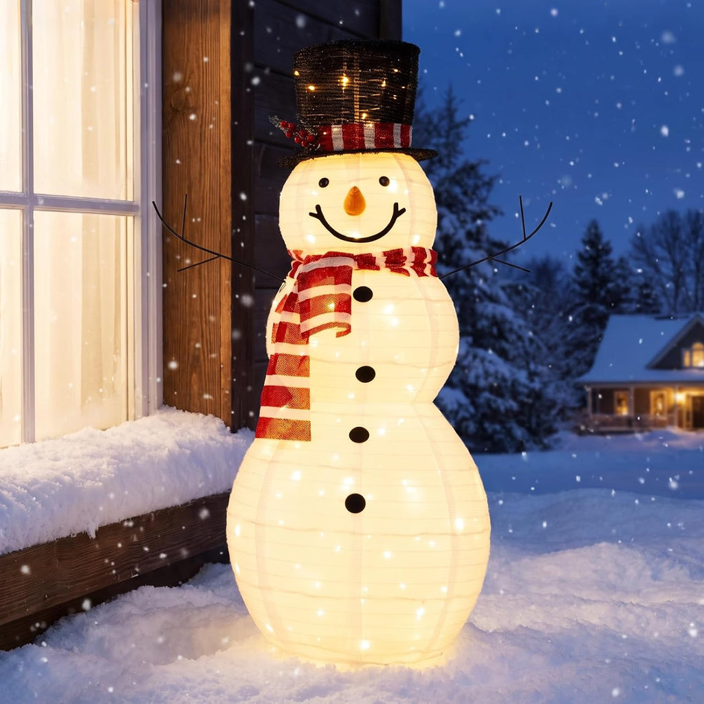 tangkula 4.2 ft outdoor lighted christmas snowman, yard, main product view