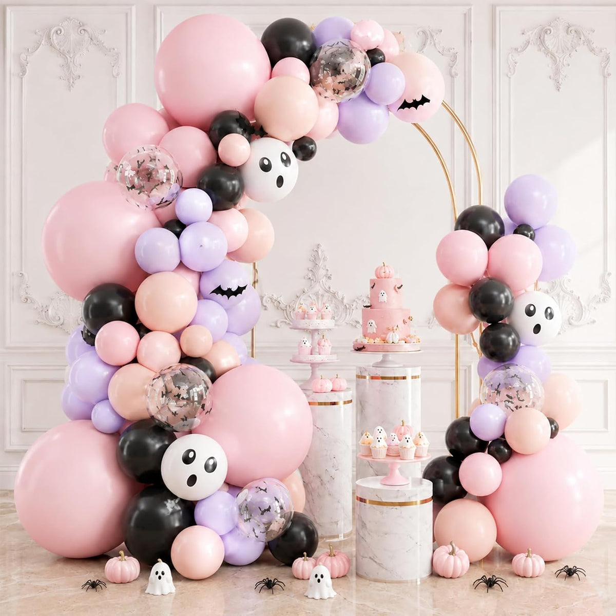 pink halloween party decorations kit halloween happy boo, front angle view