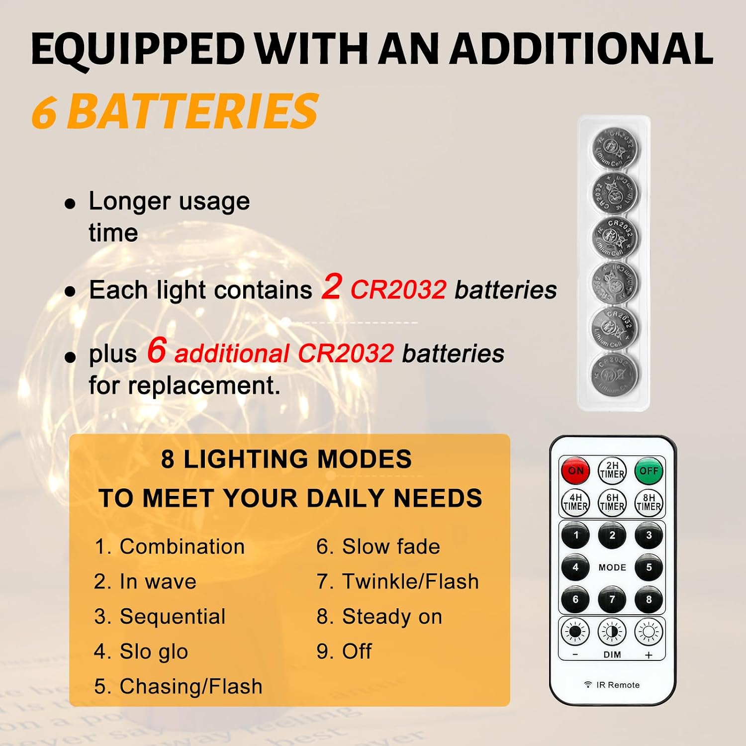 6PCS Fairy Lights Battery Powered with Remote, 7ft 20LEDs Warm White Twinkle Mini Lights with Timer, Waterproof Small Silver Wire Firefly Starry for DIY Wedding Party Christmas