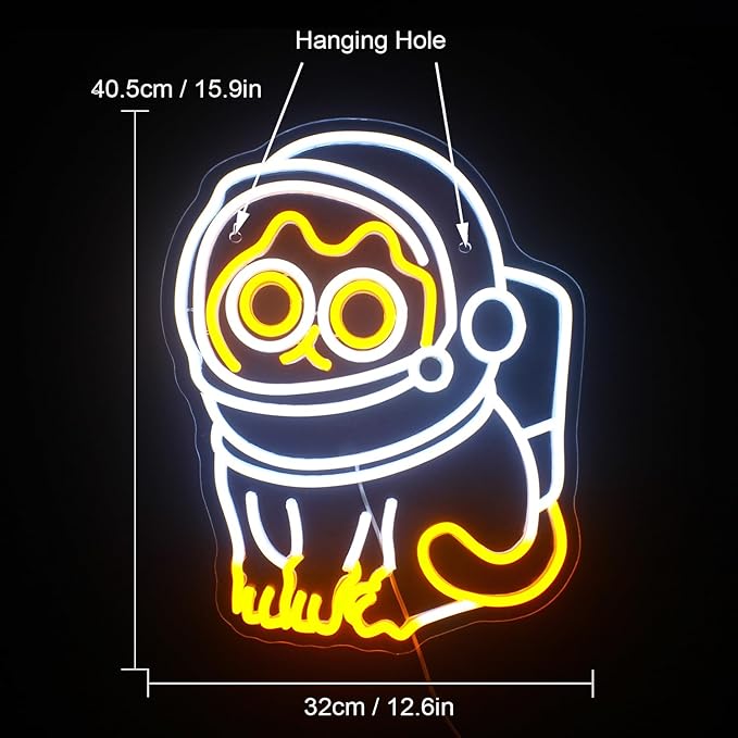 Astronaut Cat Neon Sign Led Neon Lights for Wall Decor Bar Light Up Signs for Bedroom Home Beer Bar Club Man Cave Wedding Birthday Party Decorations Gifts