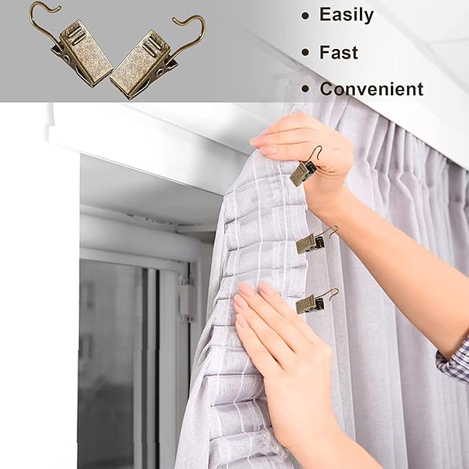 JANYUN 120 Pack Clip Hook Set Curtain Clips for Picture Home Decoration Art Craft Outdoor Dispaly Hang Light Clip