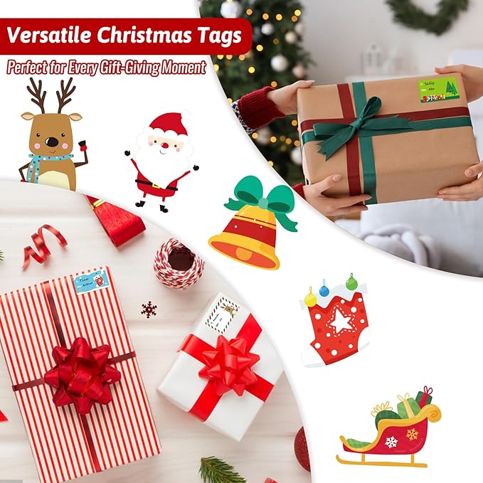 500 PCS Tags - Santa Claus Stickers, Self-Adhesive Cartoon Christmas Tags for Festival & Holiday Decor（New）