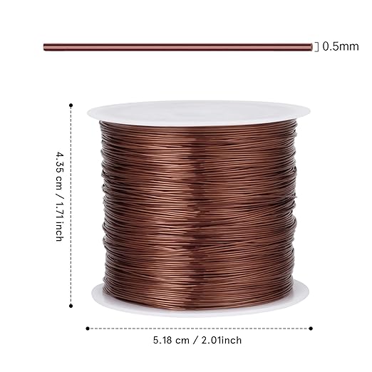 262FT Jewelry Wire 24 Gauge Tarnish-Resistant Copper Beading Wires Roll Bulk for DIY Crafts Jewelry Making, Red Brown